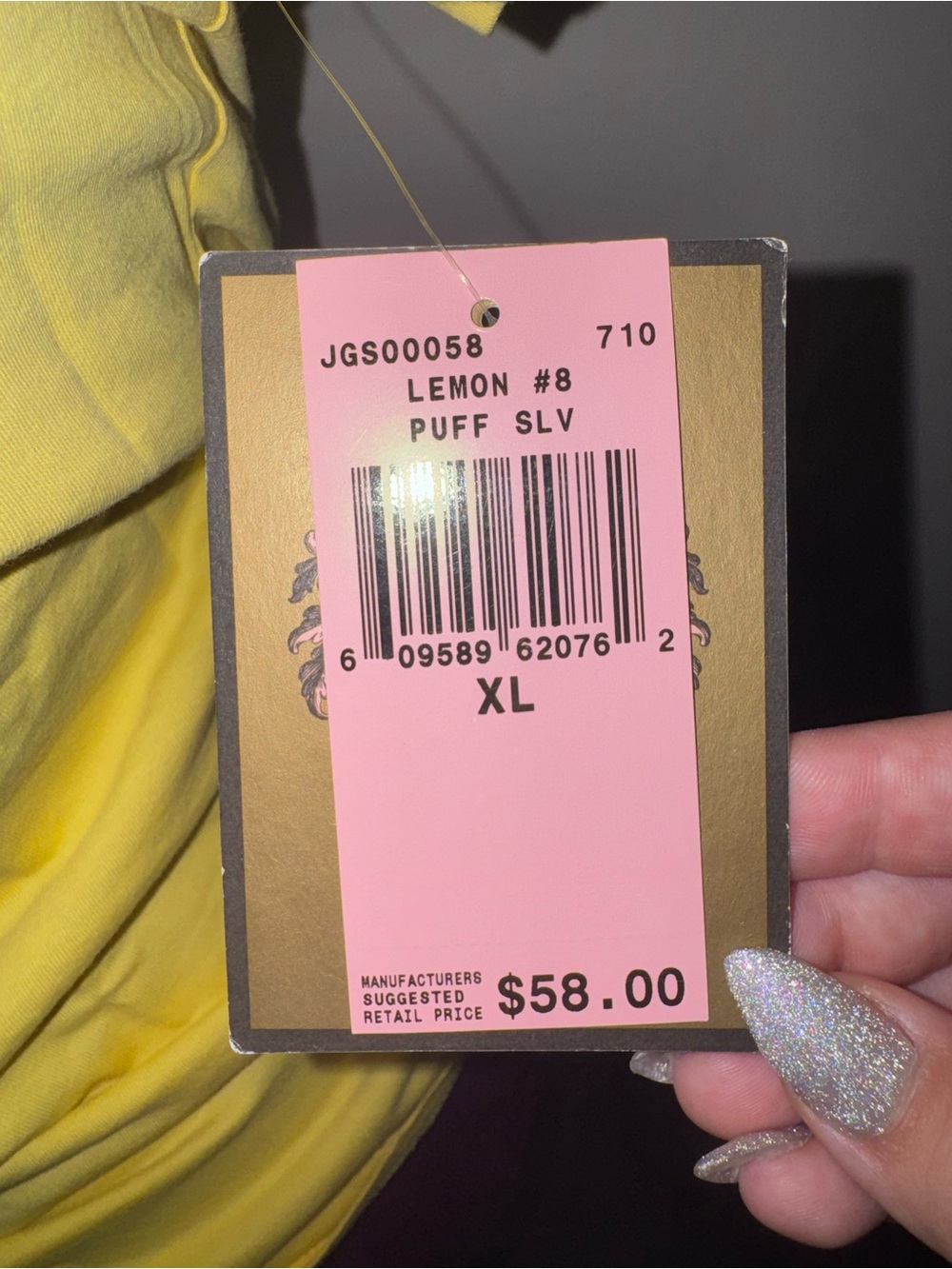 Vintage Juicy Couture Yellow Tee with Purple Crest and Silver Laurel - Picture 8 of 8